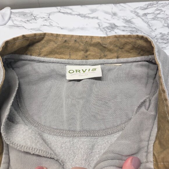 Orvis Men's Orange Gray Quarter Zip Longsleeve Pullover Sweatshirt Bundle (Flaw) - Picture 4 of 15